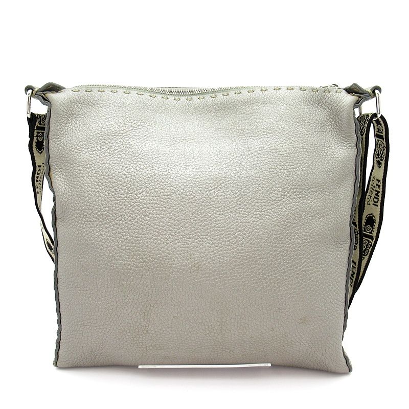 Fendi Selleria Shoulder Bag Leather Gray — view 4