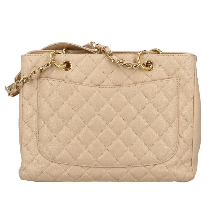 Chanel Grand Shopping Tote GST Caviar Leather Beige — view 3