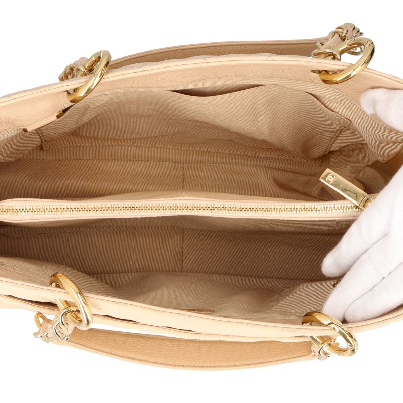 Chanel Grand Shopping Tote GST Caviar Leather Beige — view 6