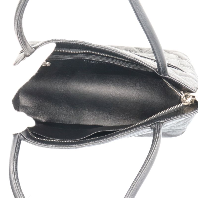 Chanel Medallion Tote Caviar Leather Handbag Black — view 5