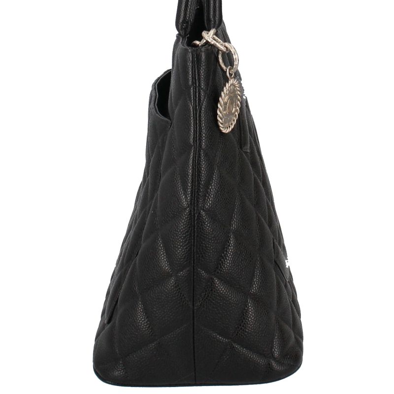 Chanel Medallion Tote Caviar Leather Handbag Black — view 4
