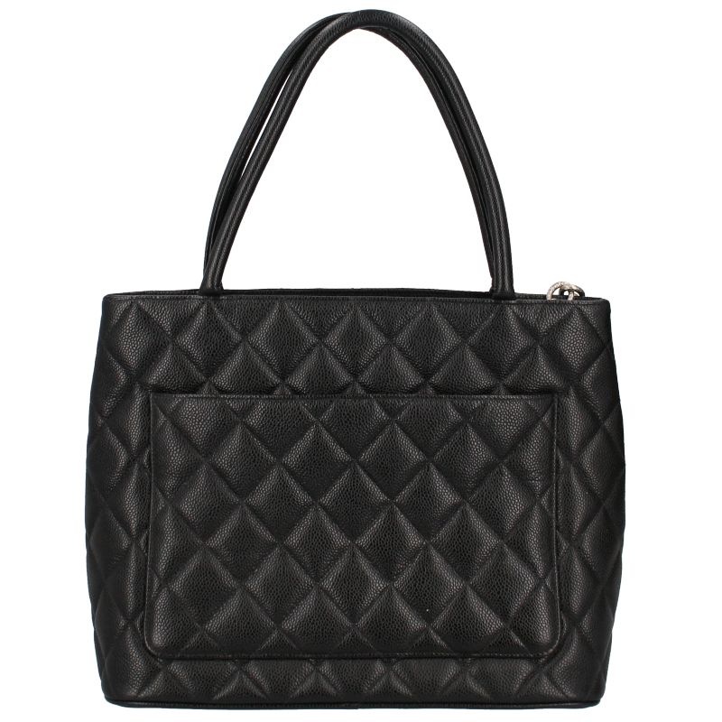 Chanel Medallion Tote Caviar Leather Handbag Black — view 3