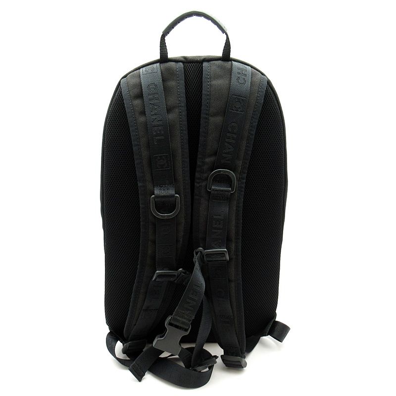 Chanel Sportsline Backpack Nylon Black Green — view 4
