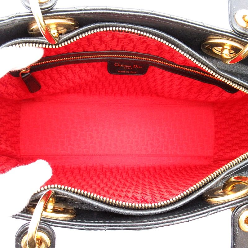 Dior Lady Dior Handbag Lambskin Black — view 7