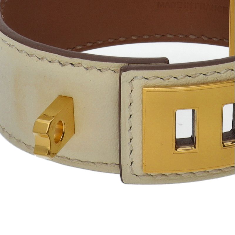 Hermes Collier de Chien Bangle Leather Metal Bracelet — view 3