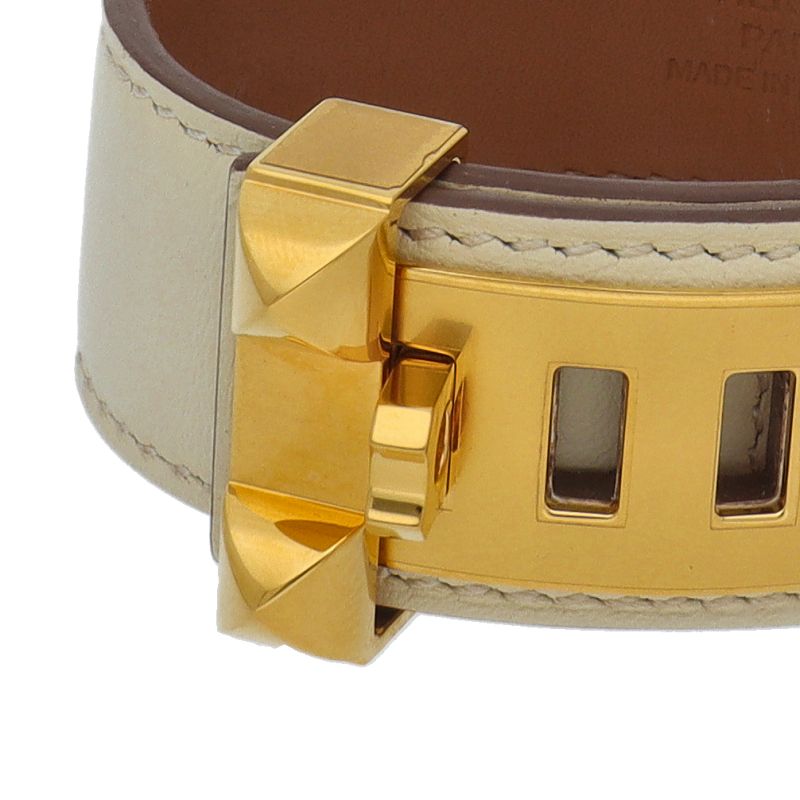 Hermes Collier de Chien Bangle Leather Metal Bracelet — view 2