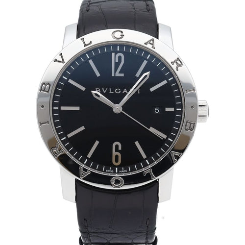 Bvlgari Watch SS Leather Black Polished — view 2