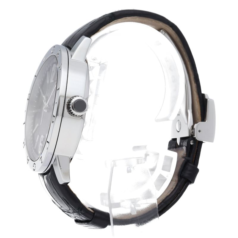 Bvlgari Watch SS Leather Black Polished — view 3