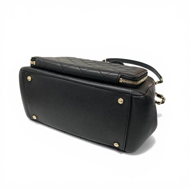 Chanel Handbag Black Gold Business Affinity Caviar Leather Turnlock CC Logo — view 4