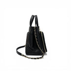 Chanel Handbag Black Gold Business Affinity Caviar Leather Turnlock CC Logo — view 2