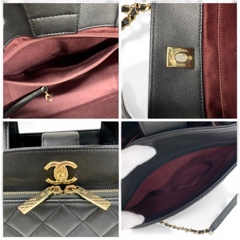Chanel Handbag Black Gold Business Affinity Caviar Leather Turnlock CC Logo — view 9