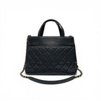 Chanel Handbag Black Gold Business Affinity Caviar Leather Turnlock CC Logo — view 3