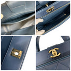 Chanel Blue Gold Business Affinity Caviar Leather Turnlock CC Logo 2-Way — view 9