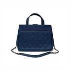 Chanel Blue Gold Business Affinity Caviar Leather Turnlock CC Logo 2-Way — view 3