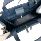 Chanel Blue Gold Business Affinity Caviar Leather Turnlock CC Logo 2-Way — view 6