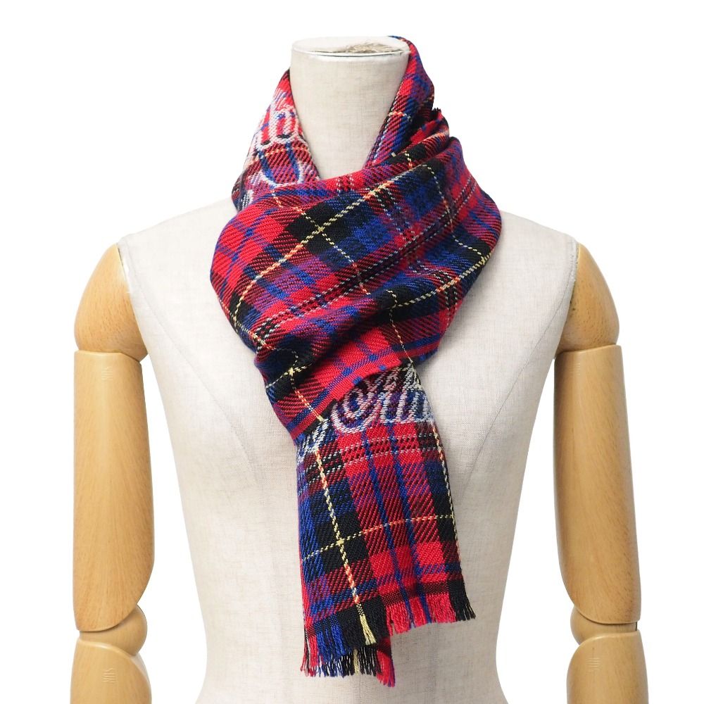 Gucci L'aveugle Par Amour Shawl Check Fringe Scarf — view 2