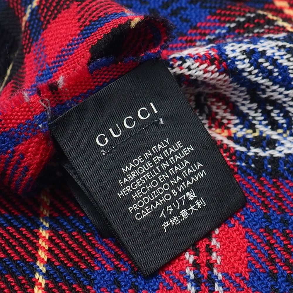 Gucci L'aveugle Par Amour Shawl Check Fringe Scarf — view 8