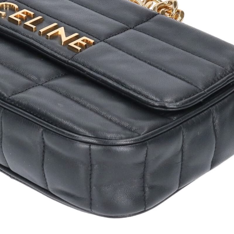 Celine Chain Strap Logo Leather Shoulder Bag — view 5