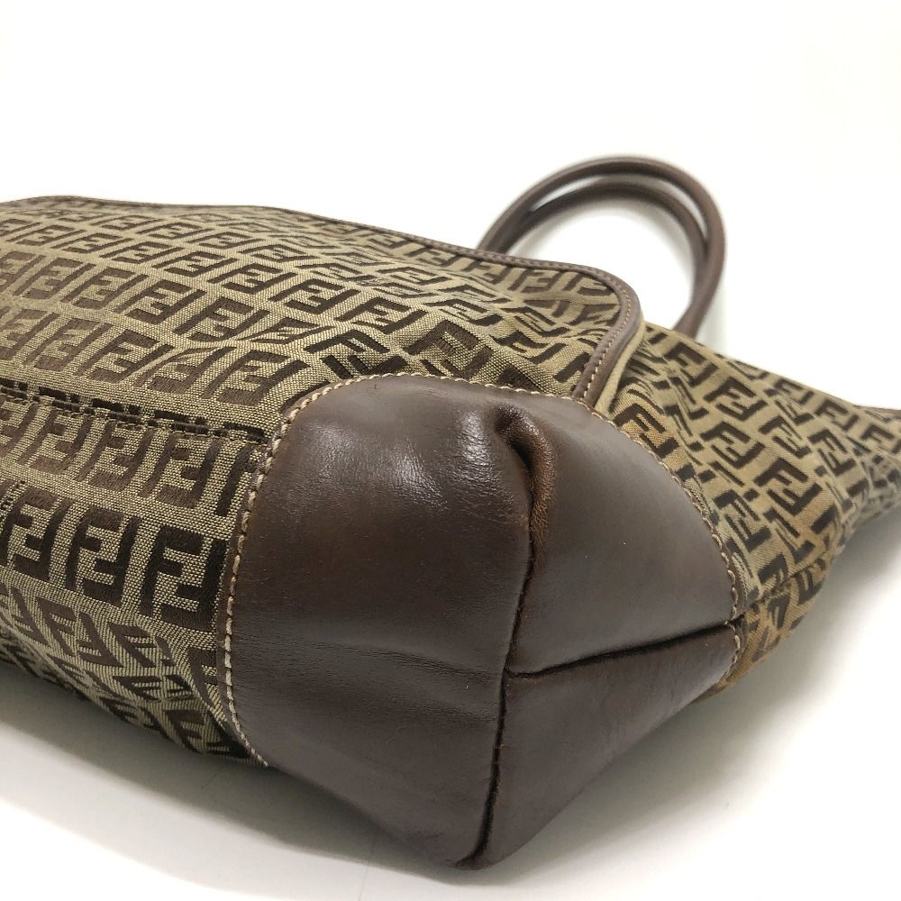 Fendi Shoulder Bag Zucchino Canvas Leather Beige — view 6