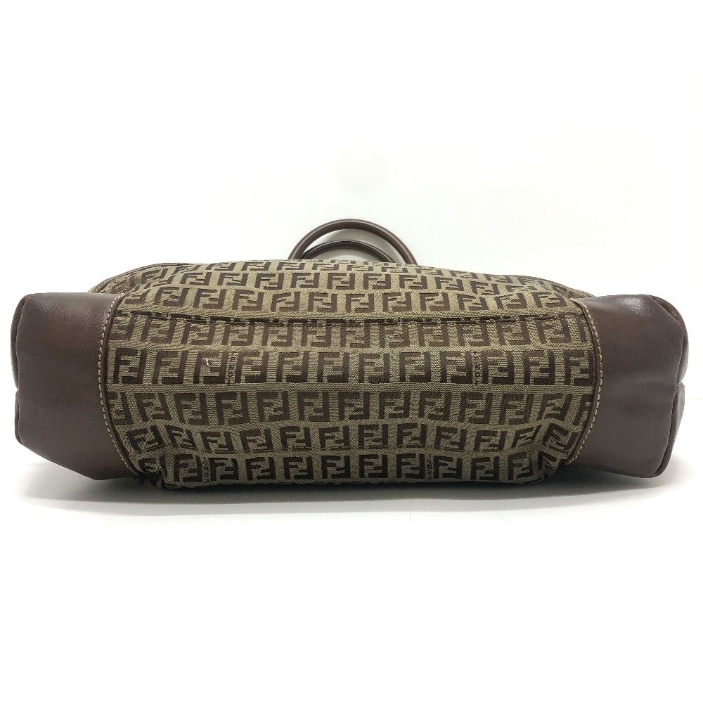 Fendi Shoulder Bag Zucchino Canvas Leather Beige — view 5