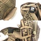 Fendi Shoulder Bag Zucchino Canvas Leather Beige — view 8