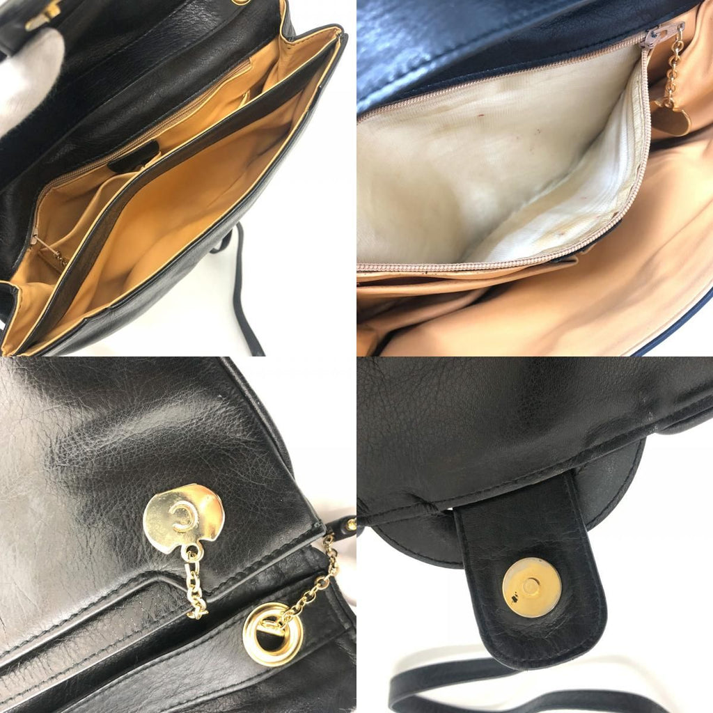 Celine Shoulder Bag Logo Leather Black — view 8