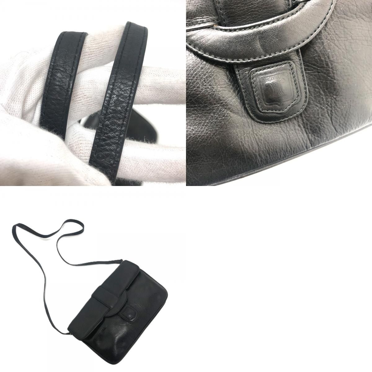 Celine Shoulder Bag Logo Leather Black — view 9