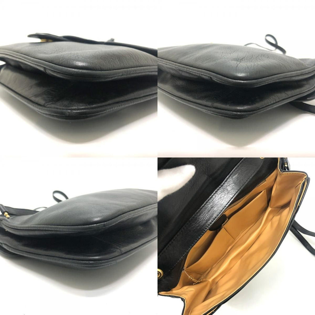 Celine Shoulder Bag Logo Leather Black — view 7