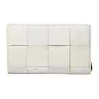 Bottega Veneta Wallet Cassette Zip Around Intrecciato White Gold — view 2