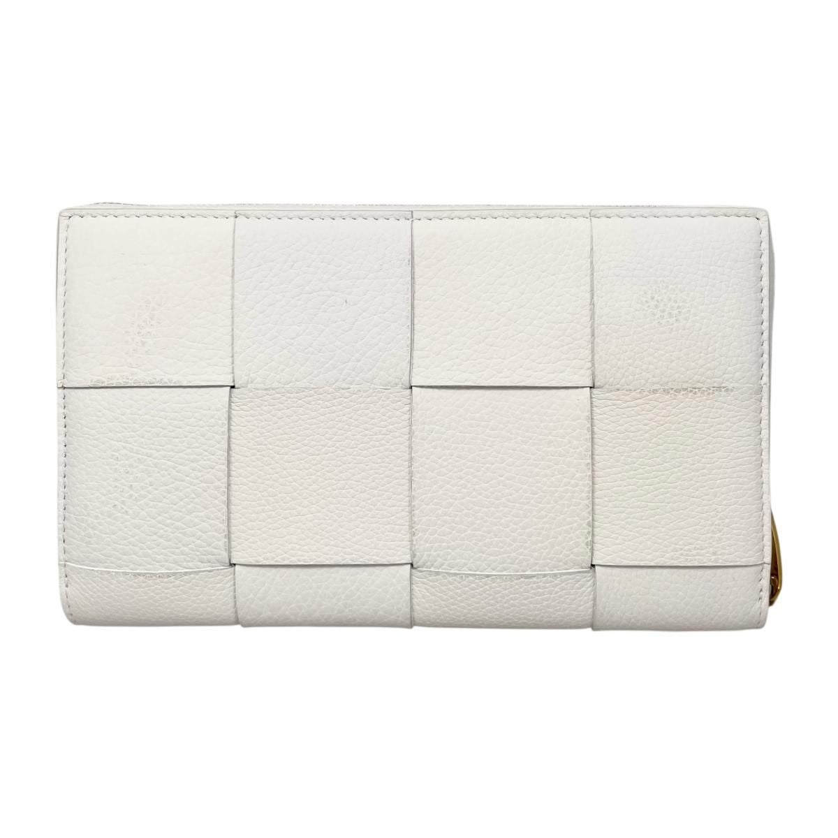 Bottega Veneta Wallet Cassette Zip Around Intrecciato White Gold — view 2