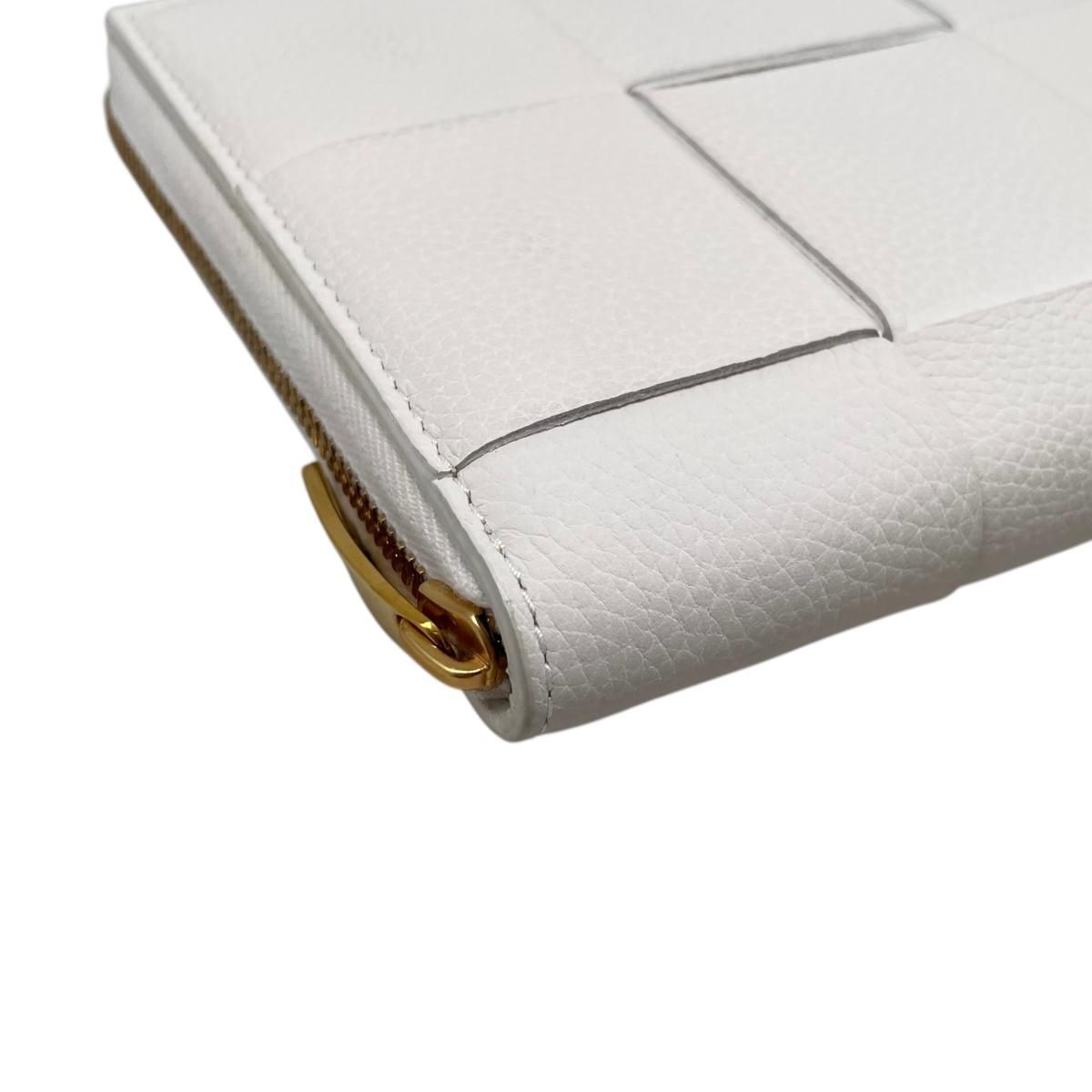 Bottega Veneta Wallet Cassette Zip Around Intrecciato White Gold — view 3