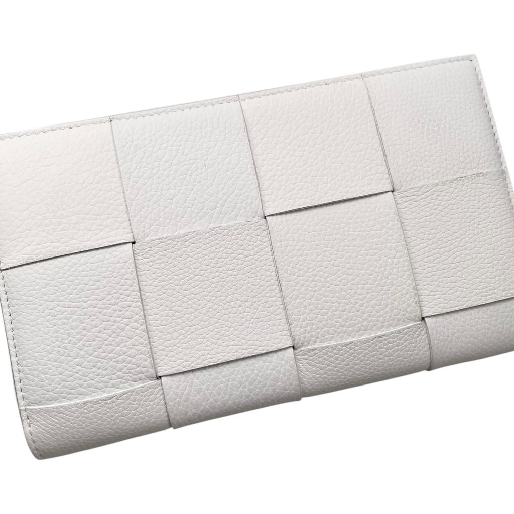 Bottega Veneta Wallet Cassette Zip Around Intrecciato White Gold — view 6