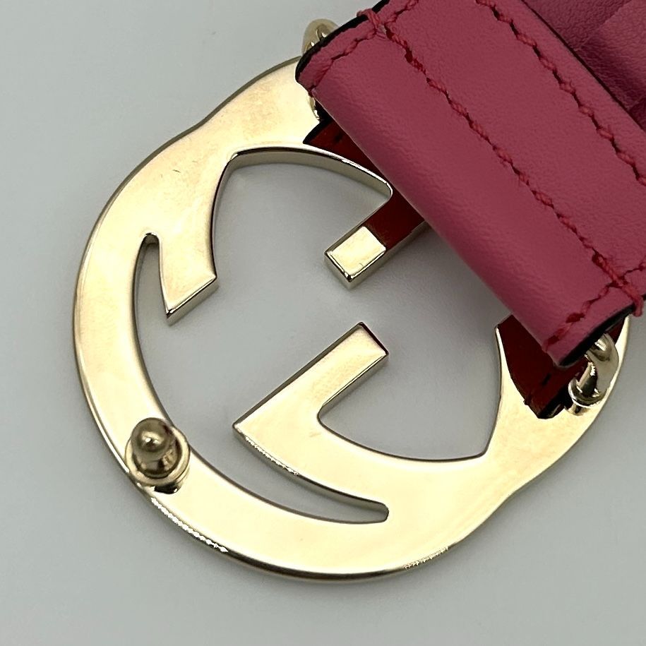 Gucci Belt Interlocking Leather Metal Pink Light Togo — view 4