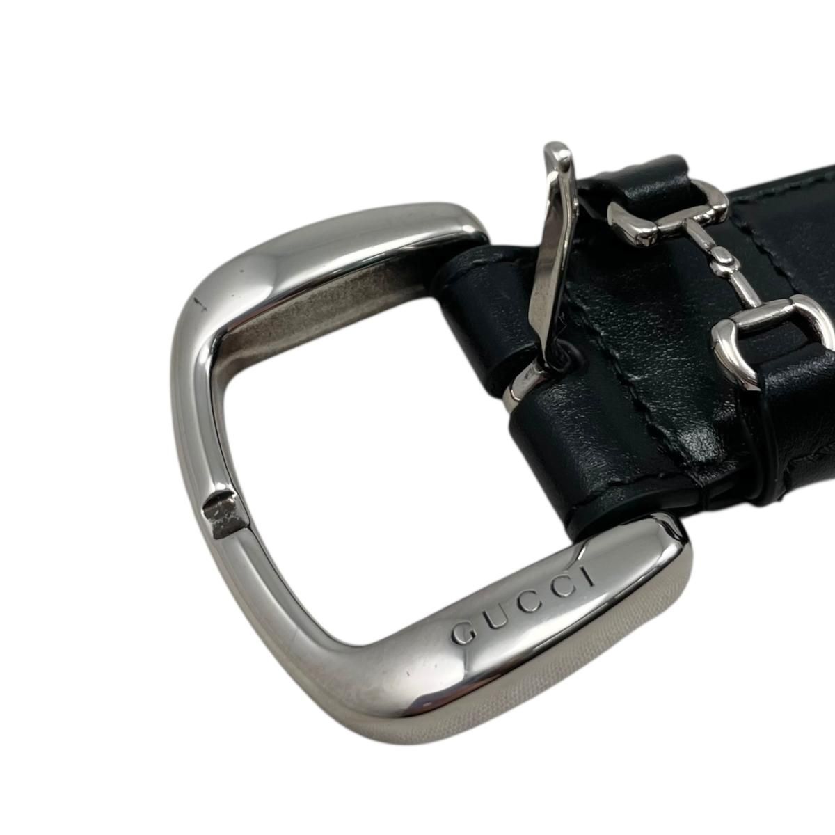 Gucci Belt Mini Horsebit Leather Black Silver — view 5