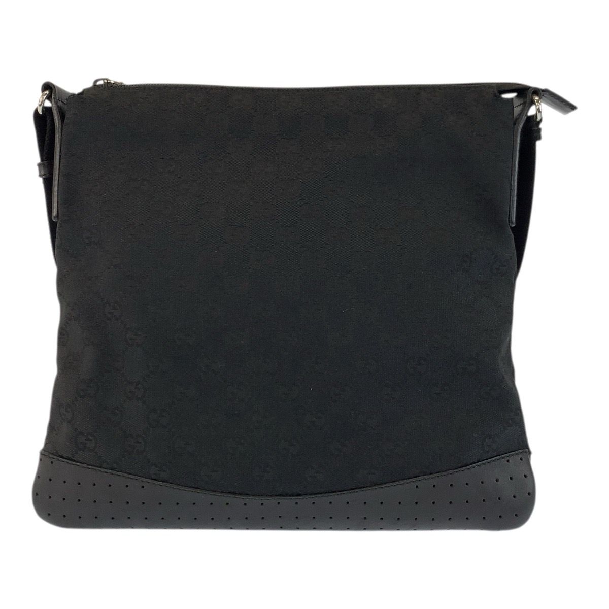 Gucci Black Silver GG Canvas Leather Shoulder Bag Pochette — view 2