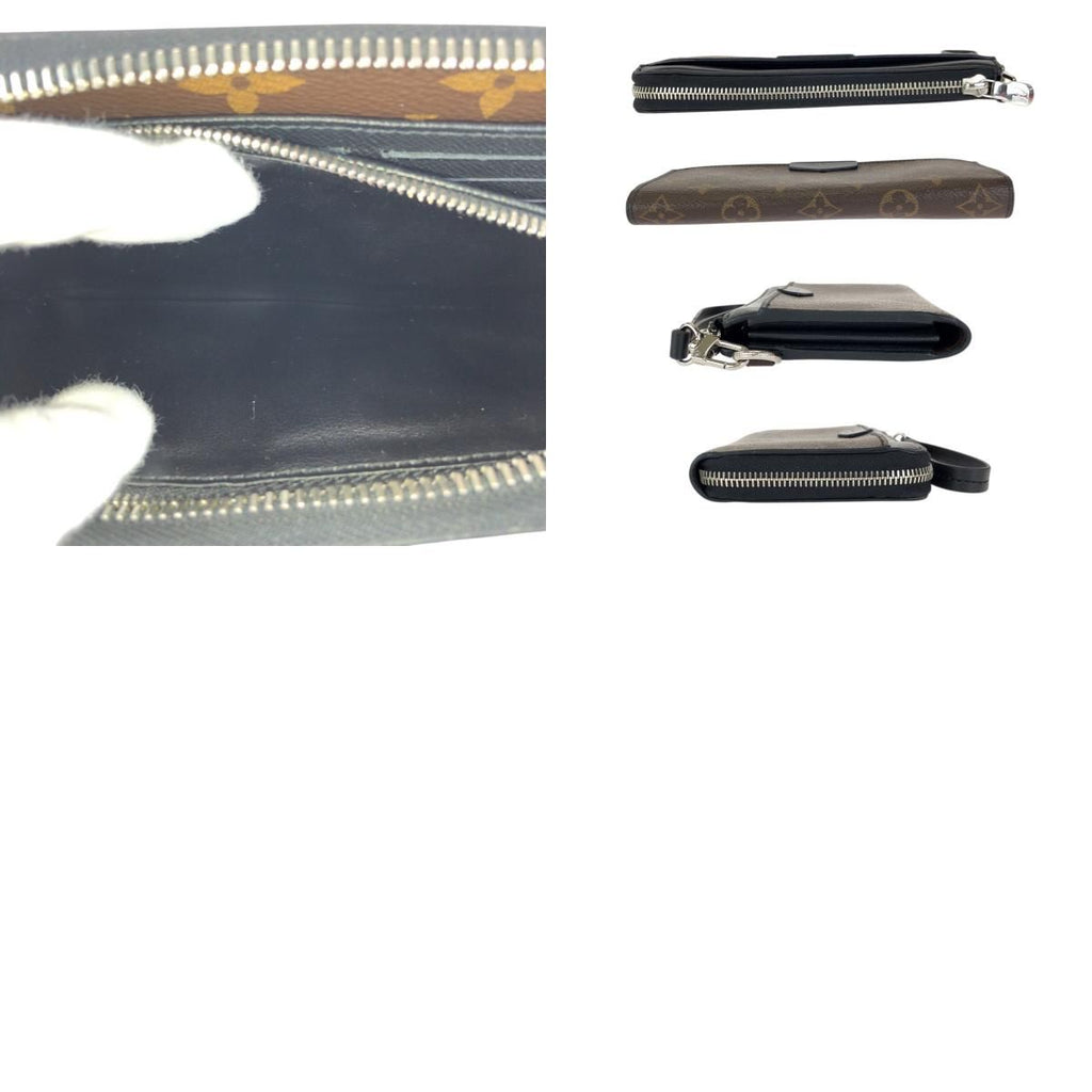 Louis Vuitton Monogram Macassar Zippy Dragonne Brown Black Silver Wallet — view 9