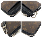 Louis Vuitton Monogram Macassar Zippy Dragonne Brown Black Silver Wallet — view 4