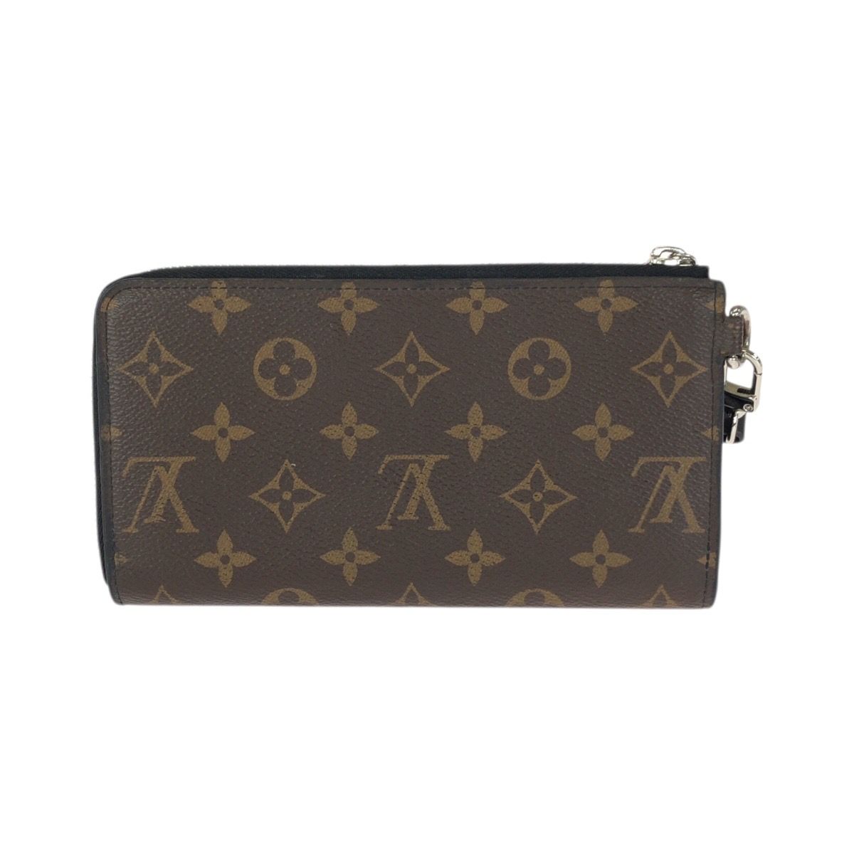 Louis Vuitton Monogram Macassar Zippy Dragonne Brown Black Silver Wallet — view 2