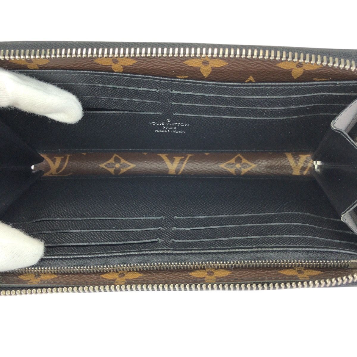 Louis Vuitton Monogram Macassar Zippy Dragonne Brown Black Silver Wallet — view 8