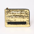Chanel Votez Coco Clutch CC Logo Crinkle Leather Metallic Gold