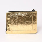 Chanel Votez Coco Clutch CC Logo Crinkle Leather Metallic Gold — view 2