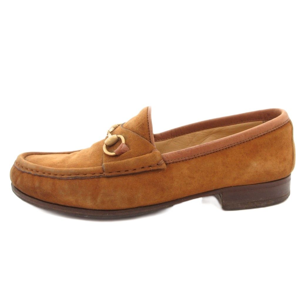 Gucci Horsebit Loafers Suede Gold 36 Brown — view 2