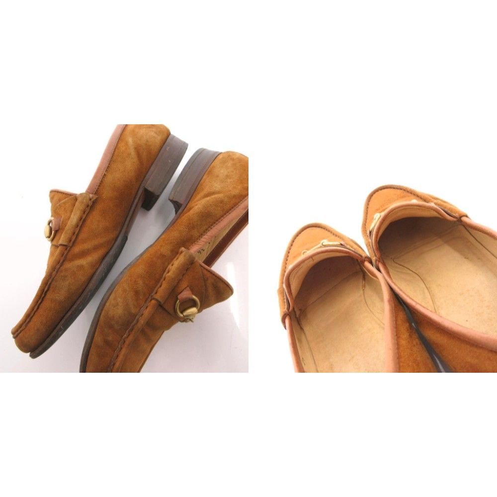 Gucci Horsebit Loafers Suede Gold 36 Brown — view 9