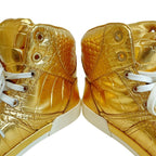 Chanel High Cut Sneakers Croco Embossed Leather Gold — view 4