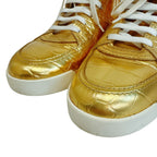 Chanel High Cut Sneakers Croco Embossed Leather Gold — view 5