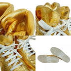 Chanel High Cut Sneakers Croco Embossed Leather Gold — view 8