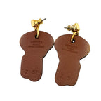 Hermes Curiosity Leather Earrings Brown — view 3