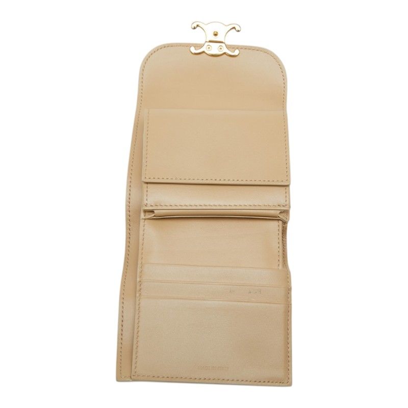 Celine Triomphe Small Flap Wallet Beige Leather — view 7