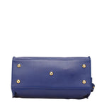 Saint Laurent YSL Logo Petit Cabas 2-Way Shoulder Bag Blue Leather — view 3