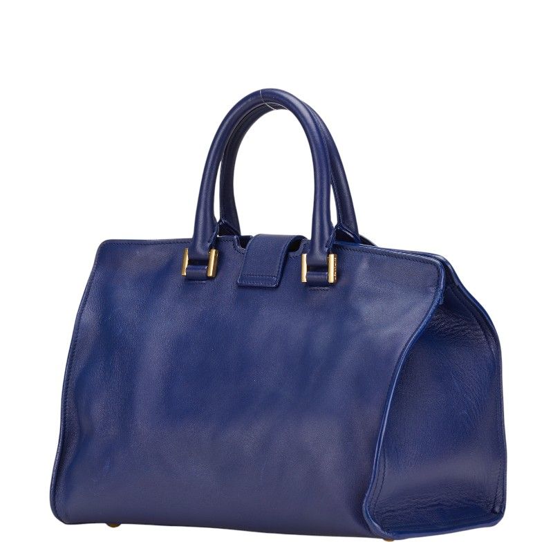 Saint Laurent YSL Logo Petit Cabas 2-Way Shoulder Bag Blue Leather — view 2